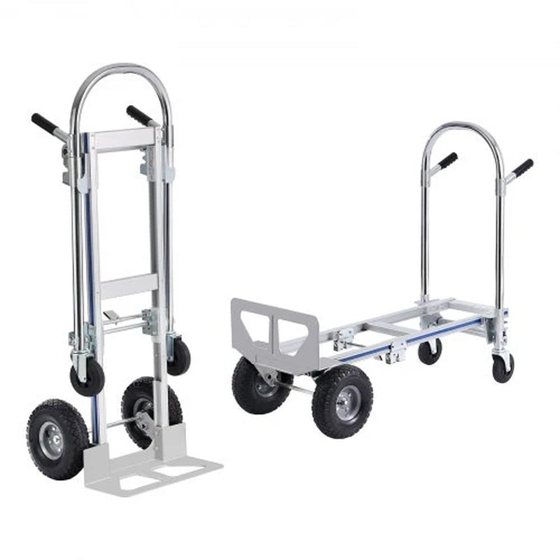 VEVOR Aluminum Hand Truck, 2 in 1, 800 Lbs Load Capacity, Heavy Duty Industrial Convertible Folding Hand Truck and Dolly, Utility Cart Converts from Hand Truck to Platform Cart with Rubber Wheels