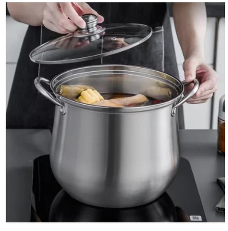 Large Stainless Steel Stock Pot – Heavy-Duty Cooking Pot for Soups, Stews & Boiling, Durable Easy-Clean Kitchen Essential
