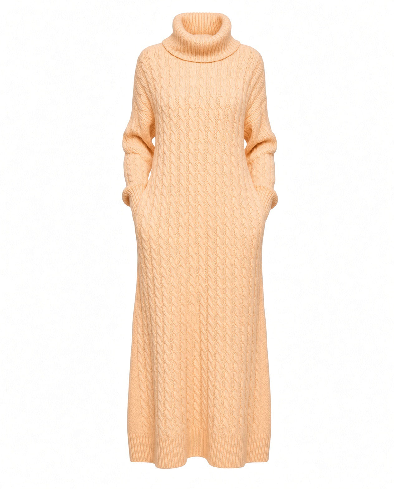 Solid Turtleneck Long Sweater Winter Warm Women Sweater Dress