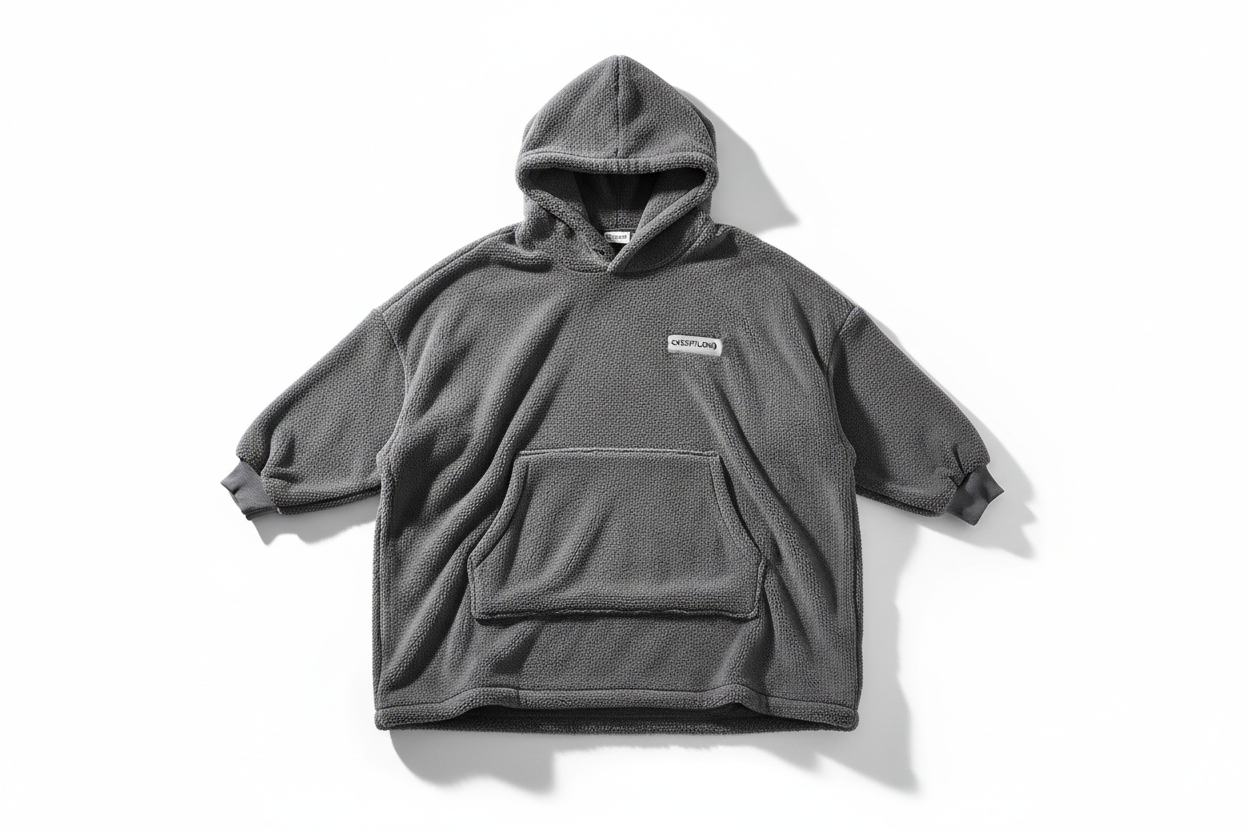 Hoodie sweatshirt with big pocket, comfortable loose double-sided fleece thicker wearable blanket hoodie