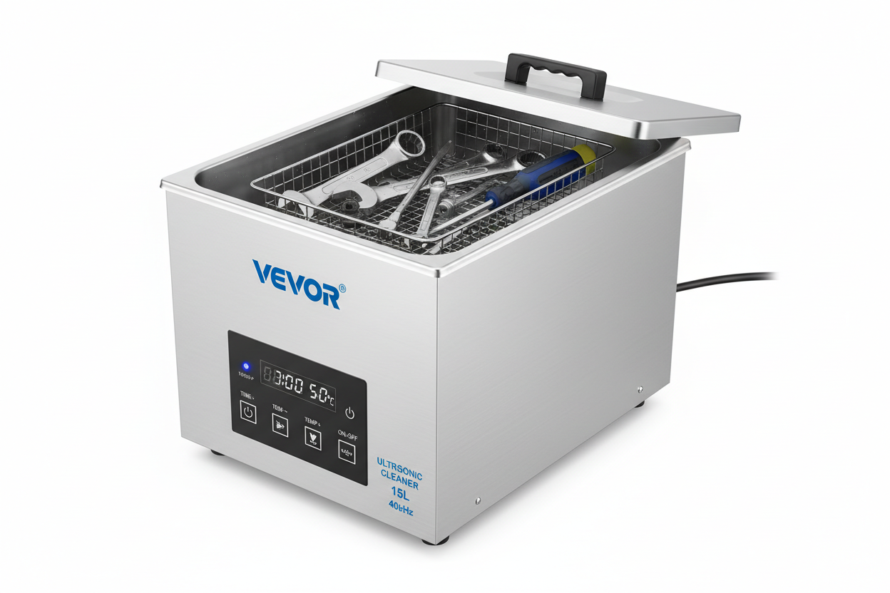 VEVOR 15L ultrasonic cleaner with digital timer and heater, professional 40kHz ultrasonic cleaner for tools industrial parts and metal cleaning