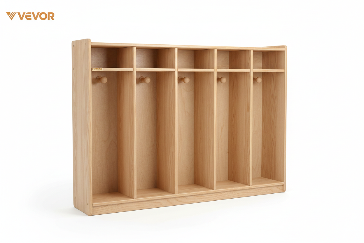 VEVOR 5-section birch plywood preschool cubby lockers, 48.4 inch high durable kids classroom storage lockers