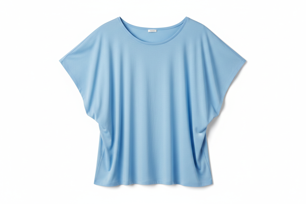 Women's plain round neck batwing cap sleeve t-shirt, casual summer top for daily wear
