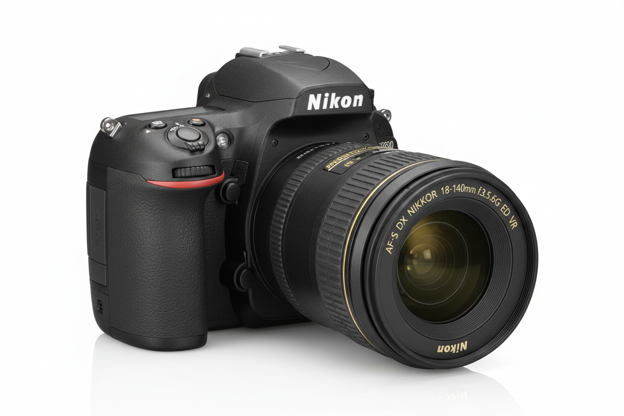 D7500 20.9MP DSLR camera with AF-S DX NIKKOR 18-140mm f/3.5-5.6G ED VR lens in black, professional digital SLR camera