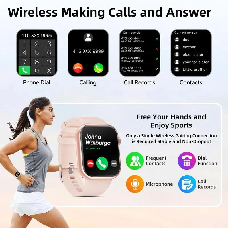 Multifunctional Smartwatch, 1.85-Inch Smart Watch with Call Function, 100+ Sports Modes, Message Reminder