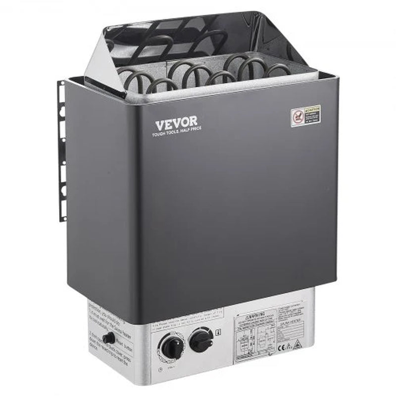 VEVOR Sauna Heater, 4.5KW 220V Electric Sauna Stove, Steam Bath Sauna Heater with Built-In Controls, 3H Timer and Adjustable Temp for Max. 105-210 Cubic Feet, Home Hotel Spa Shower Use, FCC Certification
