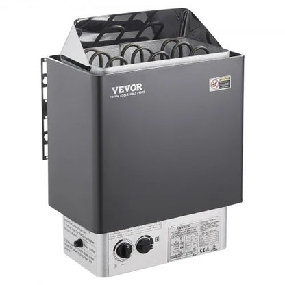 VEVOR Sauna Heater, 4.5KW 220V Electric Sauna Stove, Steam Bath Sauna Heater with Built-In Controls, 3H Timer and Adjustable Temp for Max. 105-210 Cubic Feet, Home Hotel Spa Shower Use, FCC Certification