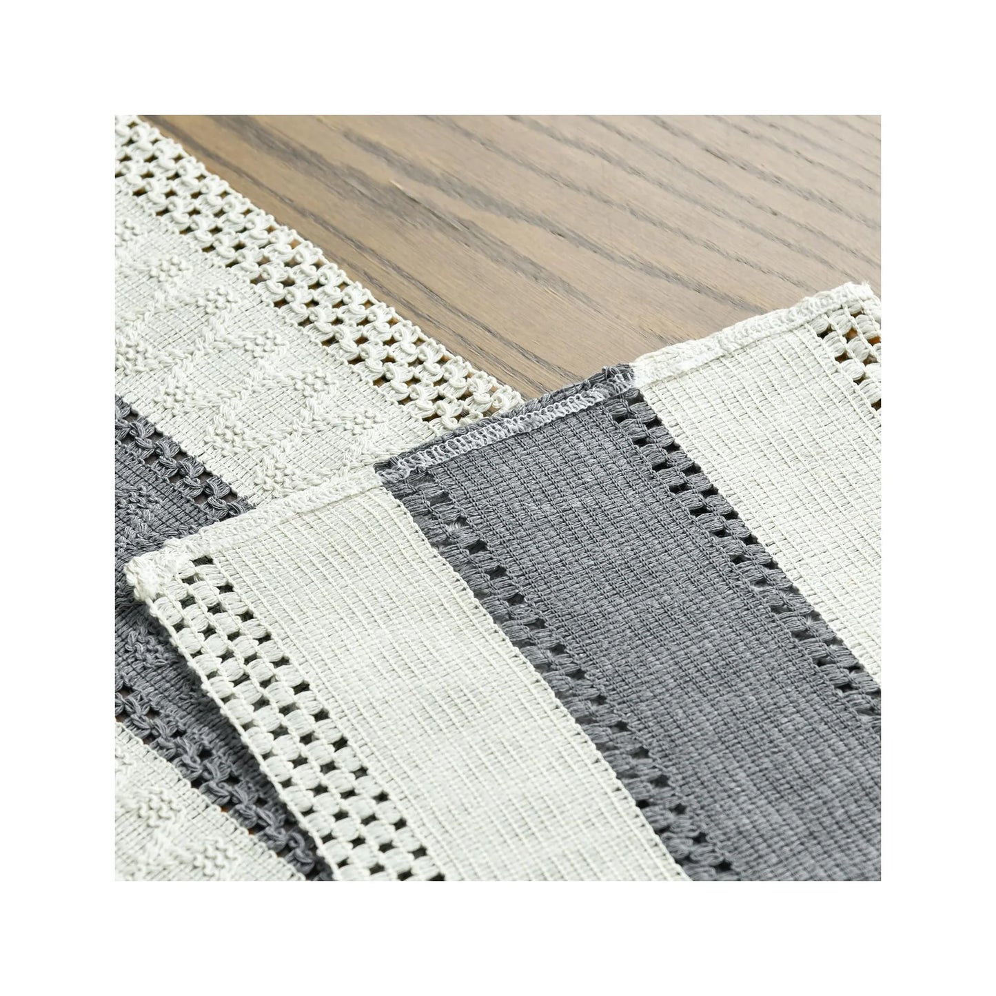 Mode Dark Grey Farmhouse Rustic Table Runner, Seasonal Holiday Hollow Kitchen Dining Table Decoration for Home Party Decor 12X72 Inch