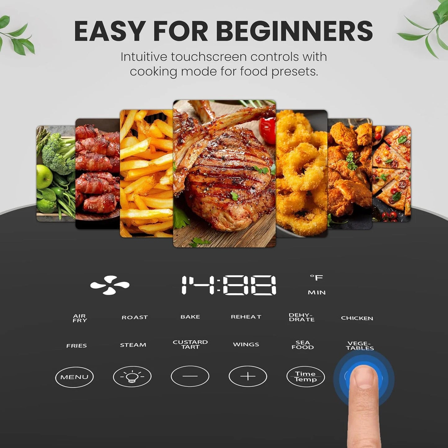 Air Fryer, 6QT Square Airfryer with Visual Window, 400℉ Fast Heating Air Fryers Oven with Timer, Auto-Off, Non Toxic & Non Stick, Multiple 12 Modes for Roast, Bake, Dehydrate, Fry, Reheat