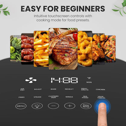 Air Fryer, 6QT Square Airfryer with Visual Window, 400℉ Fast Heating Air Fryers Oven with Timer, Auto-Off, Non Toxic & Non Stick, Multiple 12 Modes for Roast, Bake, Dehydrate, Fry, Reheat