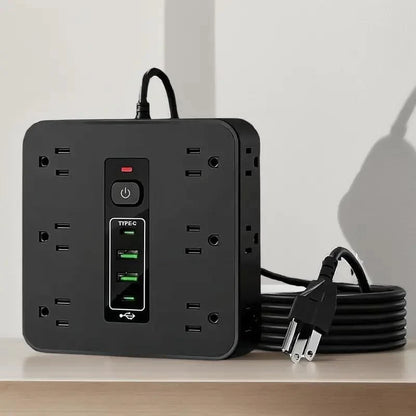 Surge Protector Power Strip - 12 Outlets with 4 USB Ports (1 USB C), 16-In-1 Extension Cord with 5Ft Flat Plug