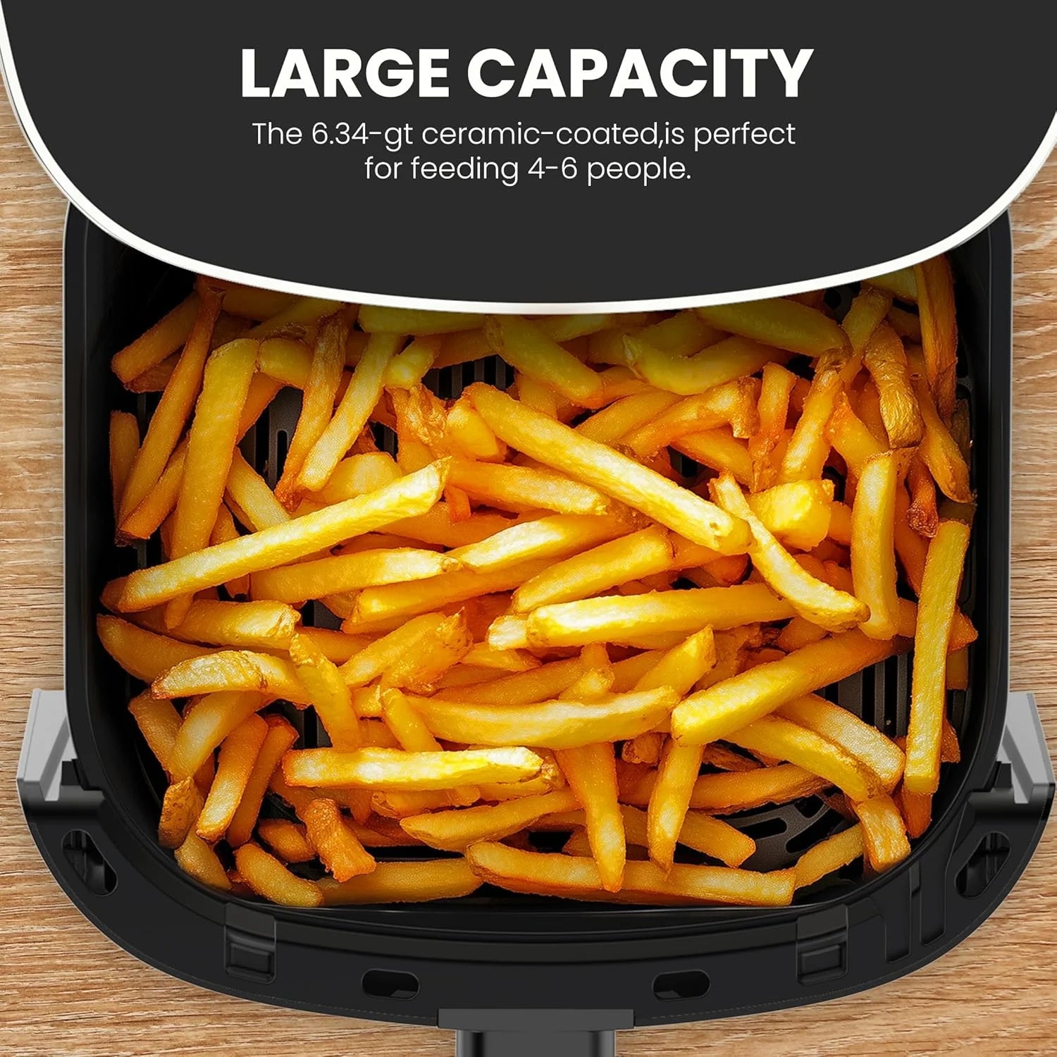 Air Fryer, 6QT Square Airfryer with Visual Window, 400℉ Fast Heating Air Fryers Oven with Timer, Auto-Off, Non Toxic & Non Stick, Multiple 12 Modes for Roast, Bake, Dehydrate, Fry, Reheat