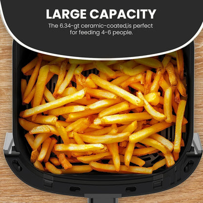Air Fryer, 6QT Square Airfryer with Visual Window, 400℉ Fast Heating Air Fryers Oven with Timer, Auto-Off, Non Toxic & Non Stick, Multiple 12 Modes for Roast, Bake, Dehydrate, Fry, Reheat