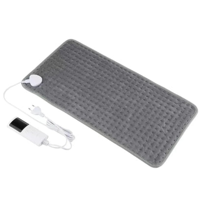 Electric Heating Pad for Back Pain and Cramp Relief, 60X30Cm Flexible, 4 Auto-Off Timers & Snap Buttons (Gray)