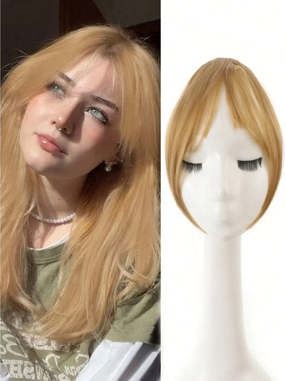 Synthesis Wig Middle-Part Bangs Hair Extensions Clip in Forehead Natural Seamless French Oblique Bangs Eight-Character Bangs