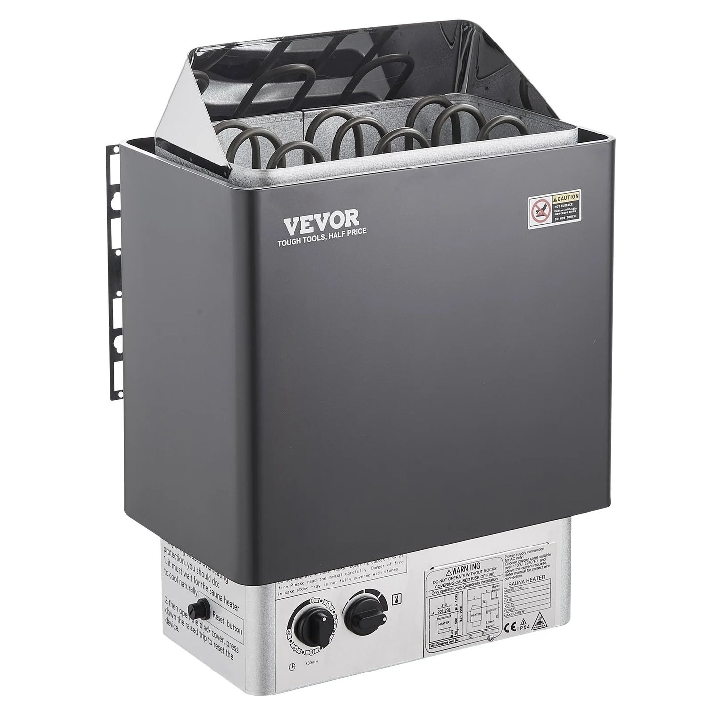 VEVOR Sauna Heater, 4.5KW 220V Electric Sauna Stove, Steam Bath Sauna Heater with Built-In Controls, 3H Timer and Adjustable Temp for Max. 105-210 Cubic Feet, Home Hotel Spa Shower Use, FCC Certification