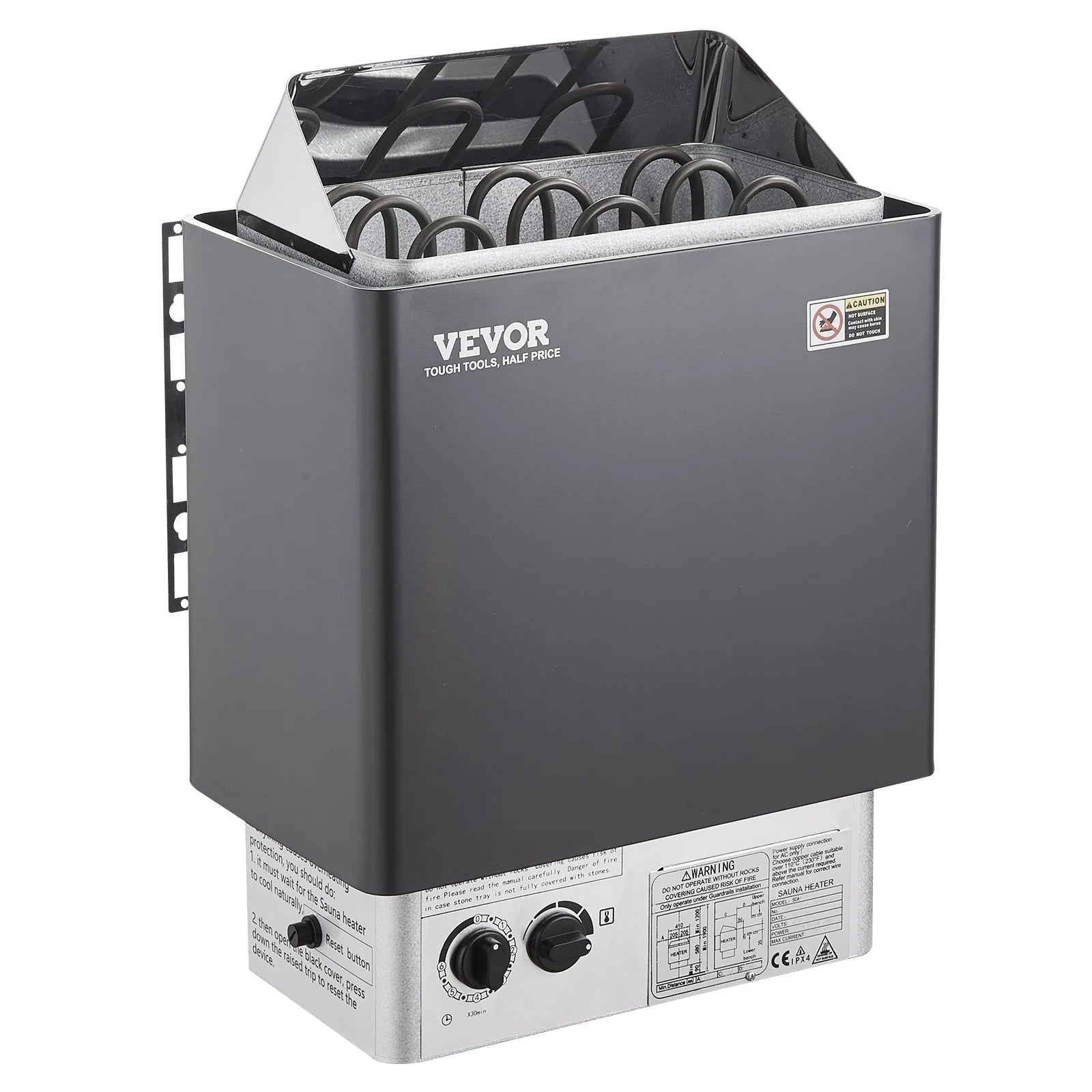 VEVOR Sauna Heater, 4.5KW 220V Electric Sauna Stove, Steam Bath Sauna Heater with Built-In Controls, 3H Timer and Adjustable Temp for Max. 105-210 Cubic Feet, Home Hotel Spa Shower Use, FCC Certification