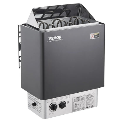 VEVOR Sauna Heater, 4.5KW 220V Electric Sauna Stove, Steam Bath Sauna Heater with Built-In Controls, 3H Timer and Adjustable Temp for Max. 105-210 Cubic Feet, Home Hotel Spa Shower Use, FCC Certification