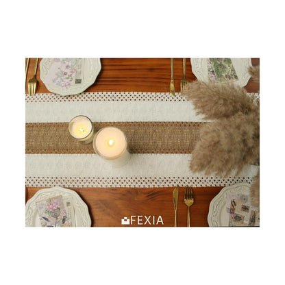 Boho Table Runner for Thanksgiving Fall Christmas Home Decor with Tassels 72 Inches Long Pottery Barn Furniture Farmhouse Rustic Macrame Burlap Table Decoration for Living Room