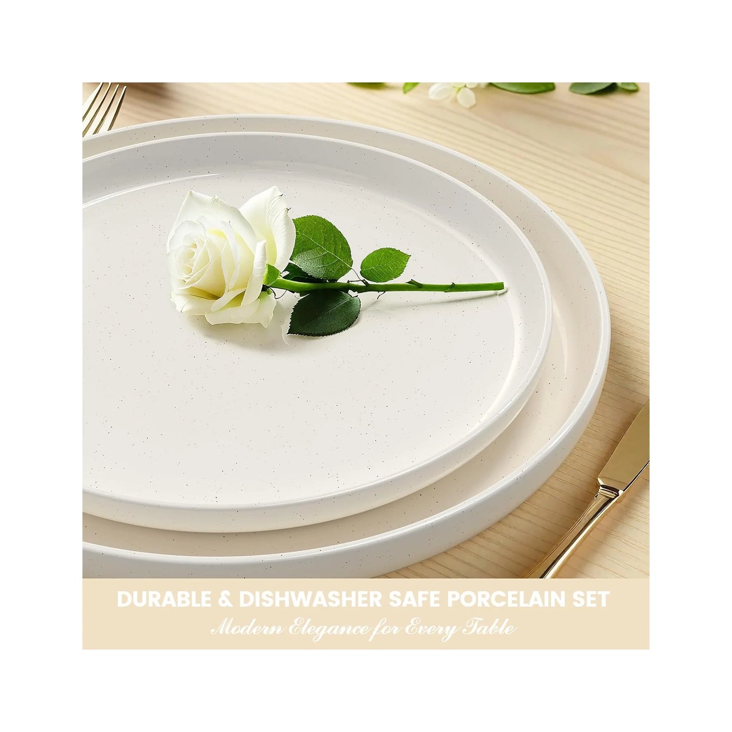 Plates and Bowls Sets, Dinnerware Sets for 4, 12 Pieces Scratch Resistant Dishware Dishes Set, Ceramic Kitchen Dinner Set, Porcelain & Microwave and Dishwasher Safe, Cream White