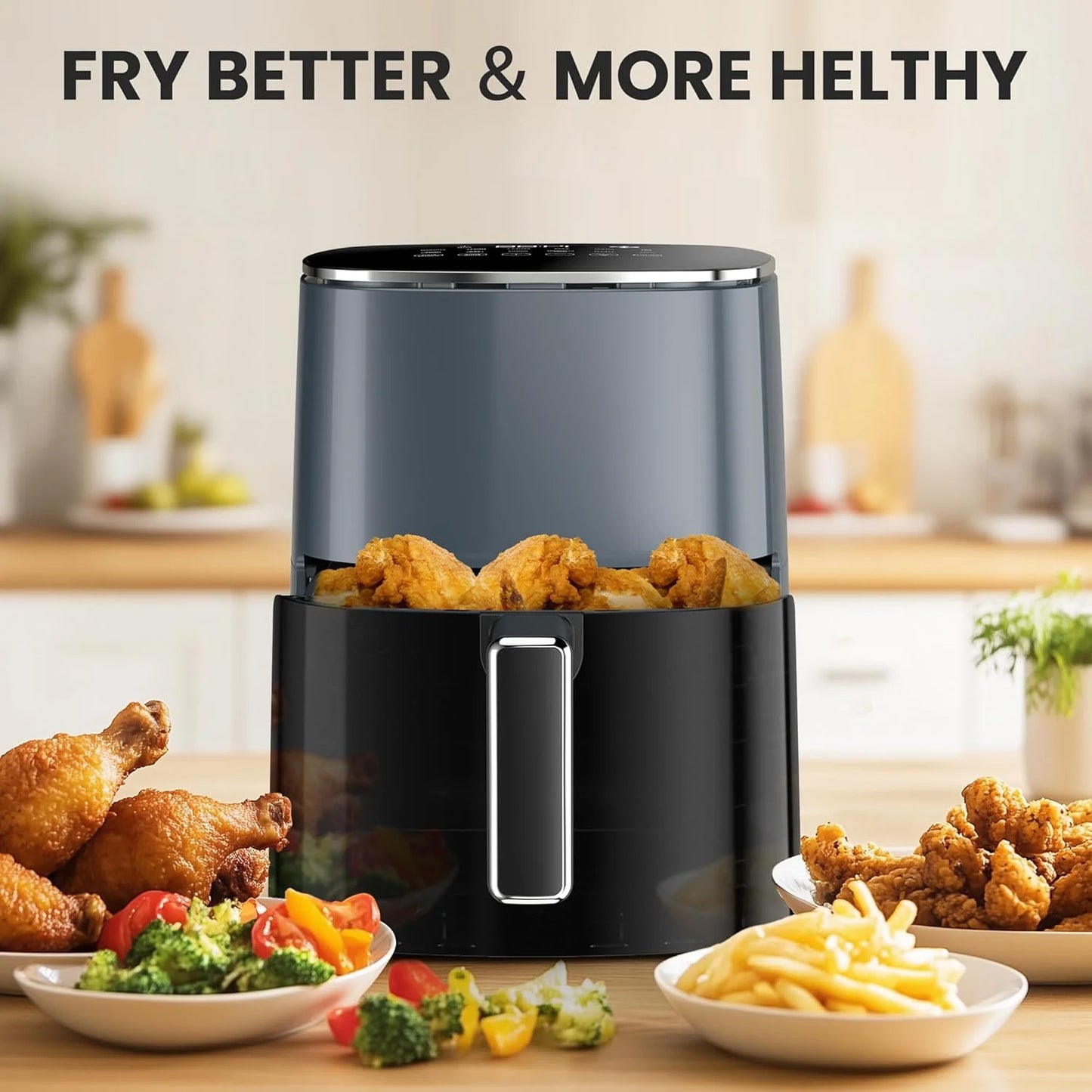 Air Fryer, 6QT Square Airfryer with Visual Window, 400℉ Fast Heating Air Fryers Oven with Timer, Auto-Off, Non Toxic & Non Stick, Multiple 12 Modes for Roast, Bake, Dehydrate, Fry, Reheat