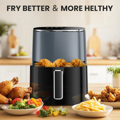 Air Fryer, 6QT Square Airfryer with Visual Window, 400℉ Fast Heating Air Fryers Oven with Timer, Auto-Off, Non Toxic & Non Stick, Multiple 12 Modes for Roast, Bake, Dehydrate, Fry, Reheat