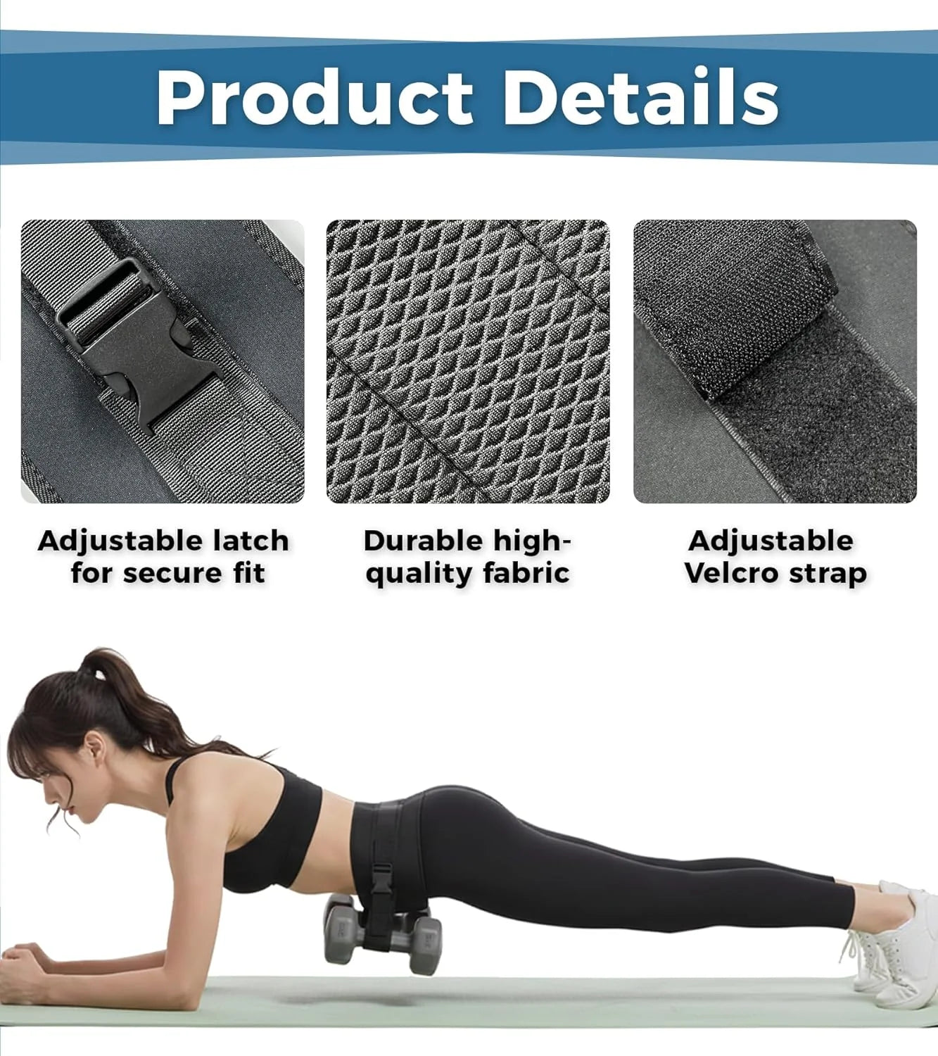 Hip Thrust Belt for Dumbbells, Kettlebells & Plates, Adjustable Booty Belt with Slip-Resistant Padding, Comfortable Glute Bridge Weight Belt for Home & Gym Workouts