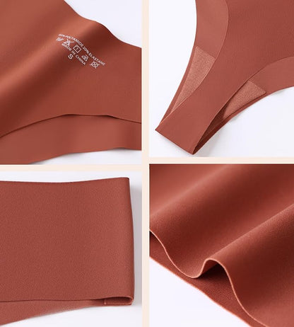 Fabric detail close-ups of the seamless thong showing the smooth stitch-free edges and stretch material