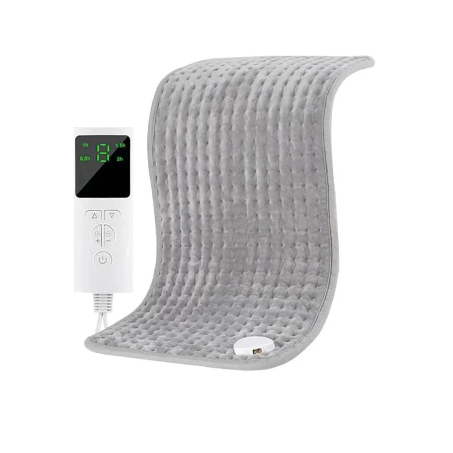 Electric Heating Pad for Back Pain and Cramp Relief, 60X30Cm Flexible, 4 Auto-Off Timers & Snap Buttons (Gray)