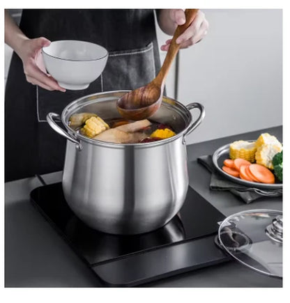 Large Stainless Steel Stock Pot – Heavy-Duty Cooking Pot for Soups, Stews & Boiling, Durable Easy-Clean Kitchen Essential