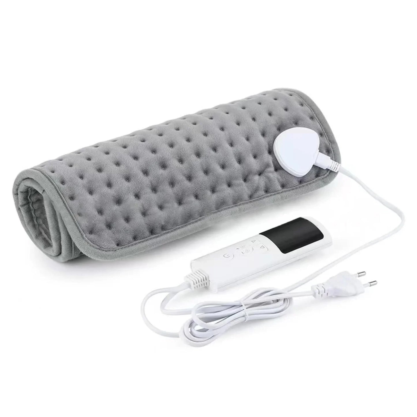 Electric Heating Pad for Back Pain and Cramp Relief, 60X30Cm Flexible, 4 Auto-Off Timers & Snap Buttons (Gray)