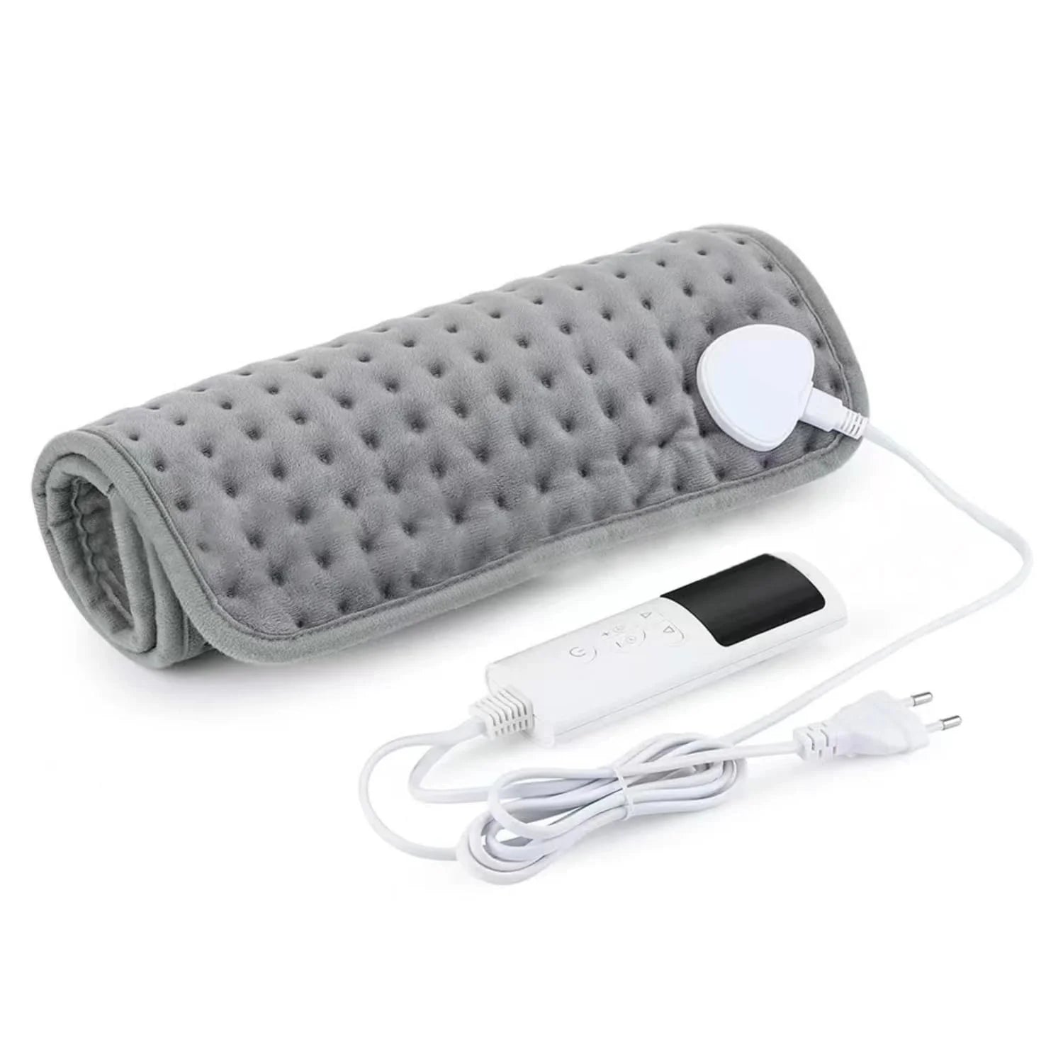 Electric Heating Pad for Back Pain and Cramp Relief, 60X30Cm Flexible, 4 Auto-Off Timers & Snap Buttons (Gray)