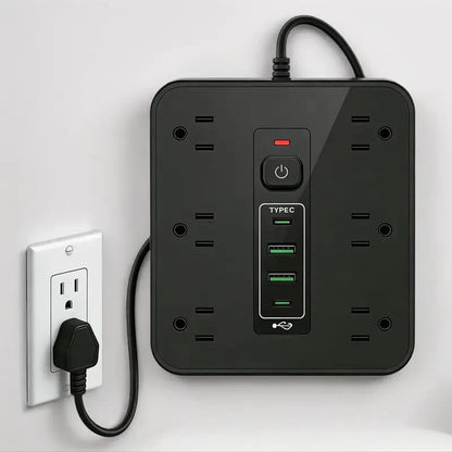 Surge Protector Power Strip - 12 Outlets with 4 USB Ports (1 USB C), 16-In-1 Extension Cord with 5Ft Flat Plug