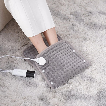 Electric Heating Pad for Back Pain and Cramp Relief, 60X30Cm Flexible, 4 Auto-Off Timers & Snap Buttons (Gray)