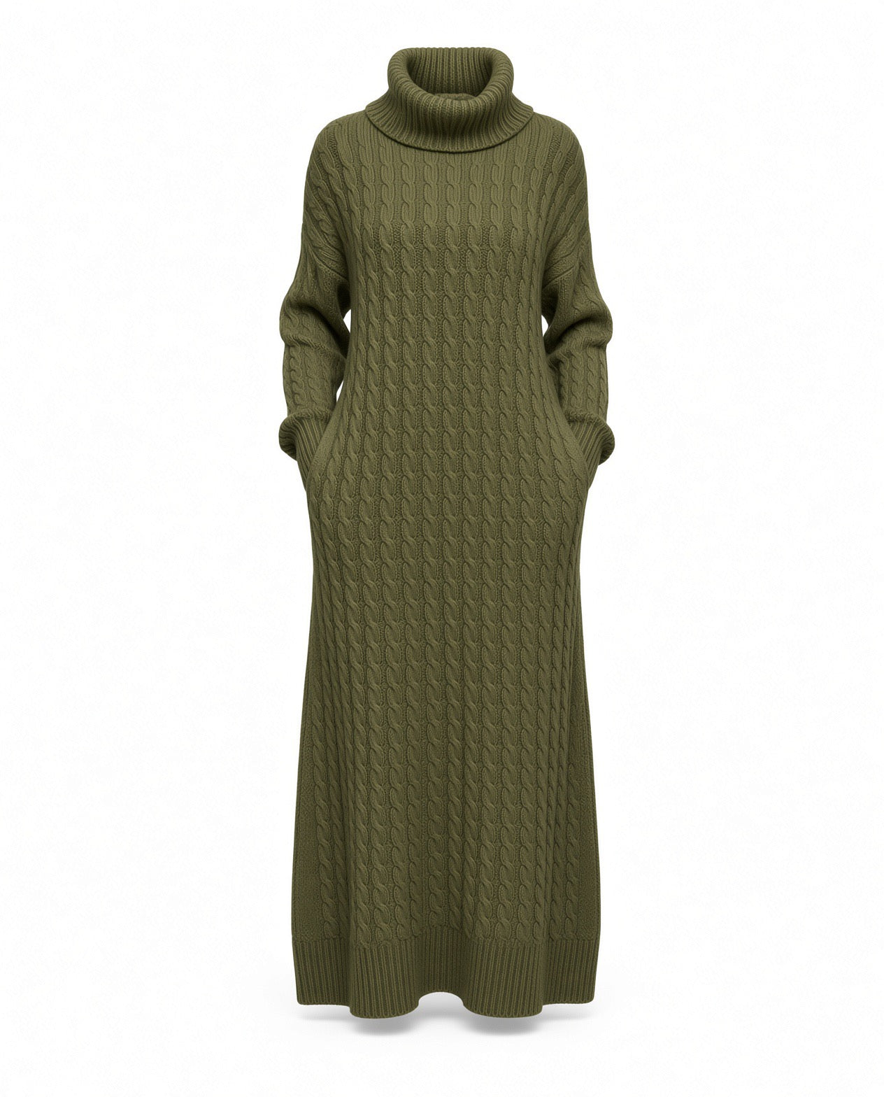 Solid Turtleneck Long Sweater Winter Warm Women Sweater Dress