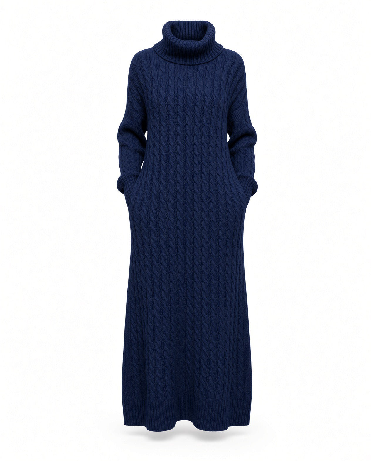 Solid Turtleneck Long Sweater Winter Warm Women Sweater Dress