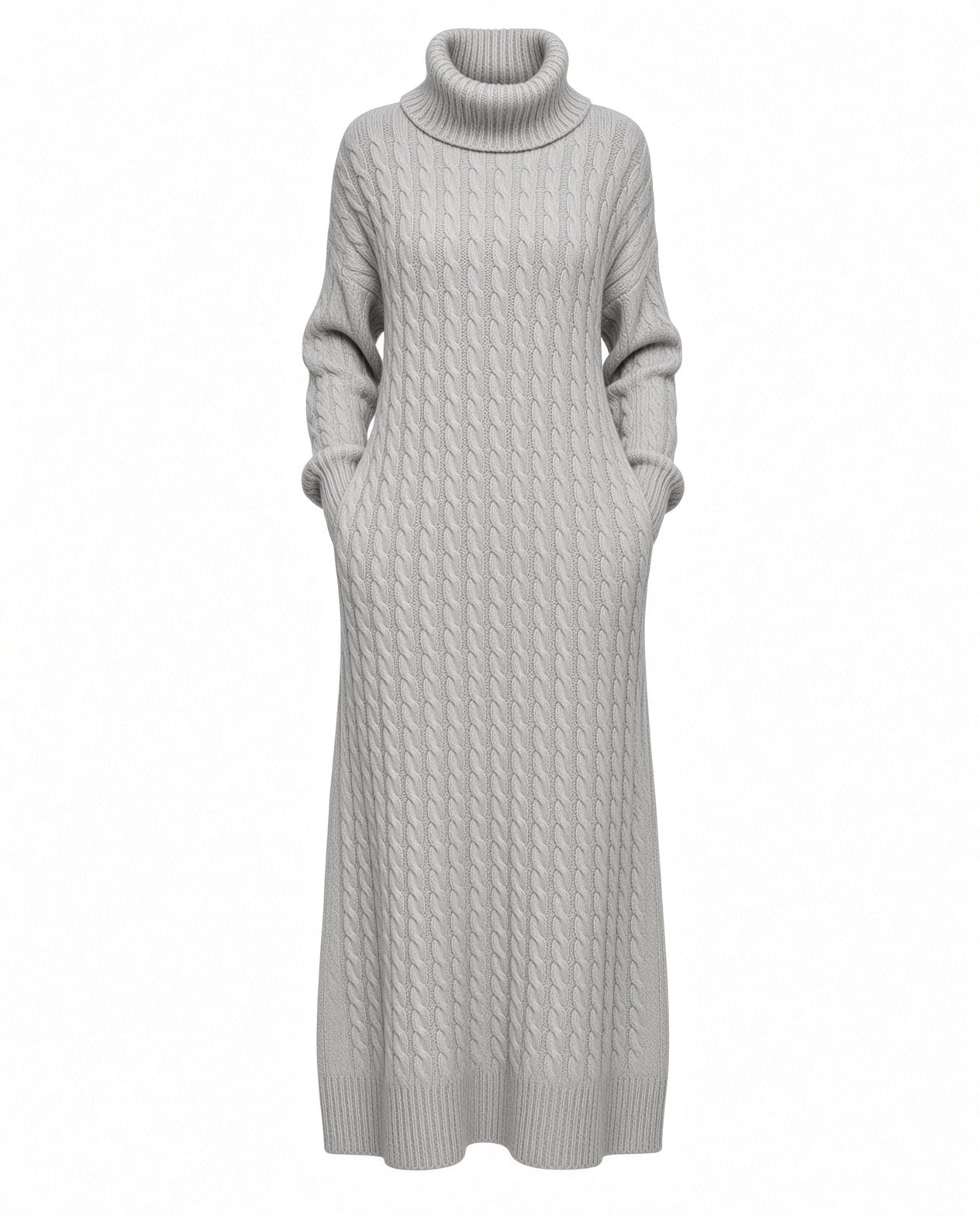 Solid Turtleneck Long Sweater Winter Warm Women Sweater Dress