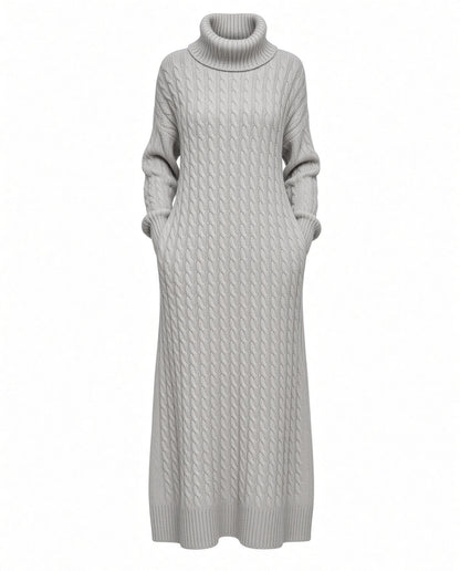 Solid Turtleneck Long Sweater Winter Warm Women Sweater Dress