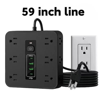 Surge Protector Power Strip - 12 Outlets with 4 USB Ports (1 USB C), 16-In-1 Extension Cord with 5Ft Flat Plug