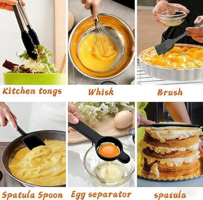 Thickened Heavy-Duty 26Pcs Stainless Steel Bowl, Mixing Bowl Set with Lid, Grater Attachment, Non-Slip Bottom and Kitchen Gadget Set, Sizes 7, 4, 2.5, 2.0, 1.5, 1QT, Ideal for Mixing and Serving