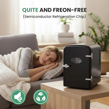 Simple Deluxe Mini Fridge with Viewing Window, 4L/6 Can Portable Cooler & Warmer, Freon-Free Small Refrigerator for Skincare, Drinks, Snacks & Cosmetics
