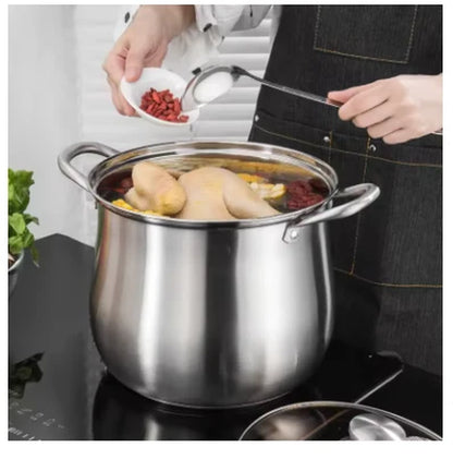 Large Stainless Steel Stock Pot – Heavy-Duty Cooking Pot for Soups, Stews & Boiling, Durable Easy-Clean Kitchen Essential