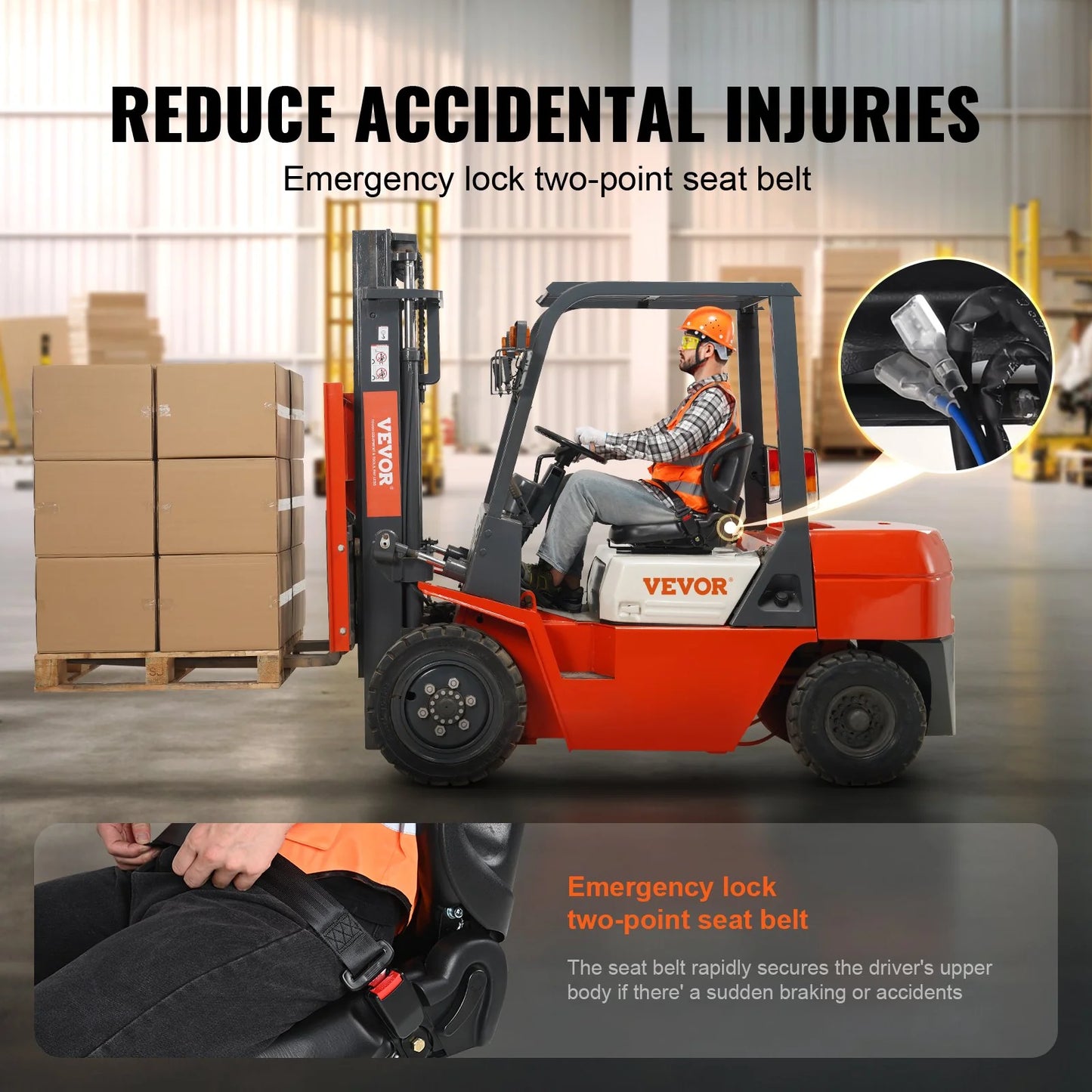 VEVOR Universal Forklift Seat,Tractor Seat with Adjustable Angle Back, Micro Switch and Seatbelt,Wrap-Around Forklift Seat for Tractor Loader Excavator