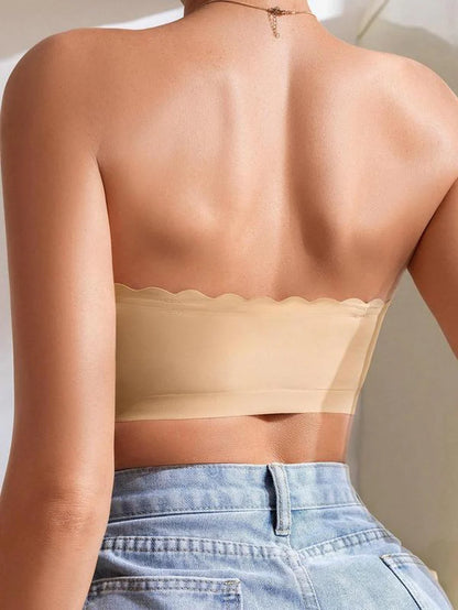 Women'S Solid / Leopard Print Strapless Bra, Wireless Push up Bra, Basic Casual Comfortable Breathable Scallop Trim Hook & Eye Front Bralette, Pastel Lingerie for All Seasons, Light Womenswear, Lady Bra Pack, Underwear