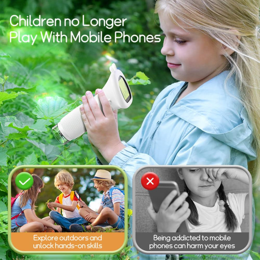 Kids Microscope - 1000X Buggy Lens Portable, Photo & Video, 2'' Digital Screen