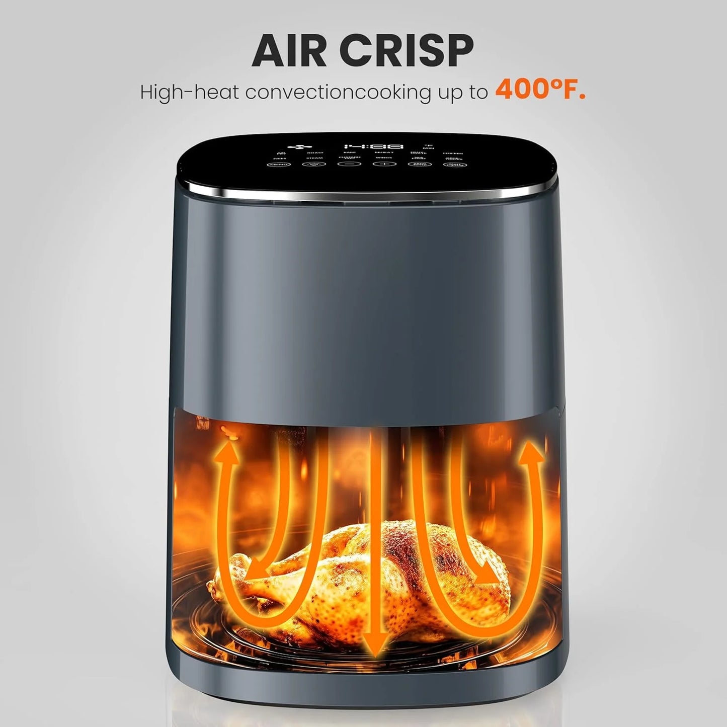 Air Fryer, 6QT Square Airfryer with Visual Window, 400℉ Fast Heating Air Fryers Oven with Timer, Auto-Off, Non Toxic & Non Stick, Multiple 12 Modes for Roast, Bake, Dehydrate, Fry, Reheat