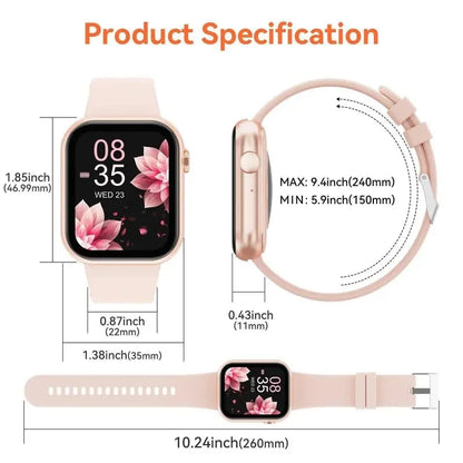 Multifunctional Smartwatch, 1.85-Inch Smart Watch with Call Function, 100+ Sports Modes, Message Reminder