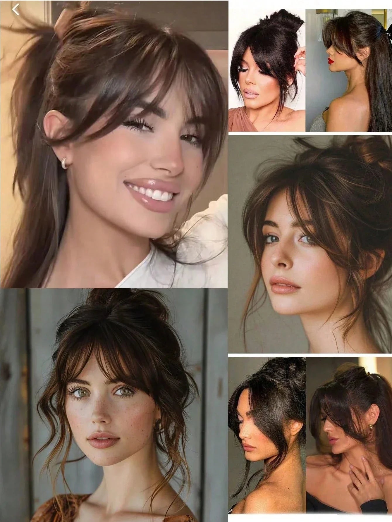 Synthesis Wig Middle-Part Bangs Hair Extensions Clip in Forehead Natural Seamless French Oblique Bangs Eight-Character Bangs