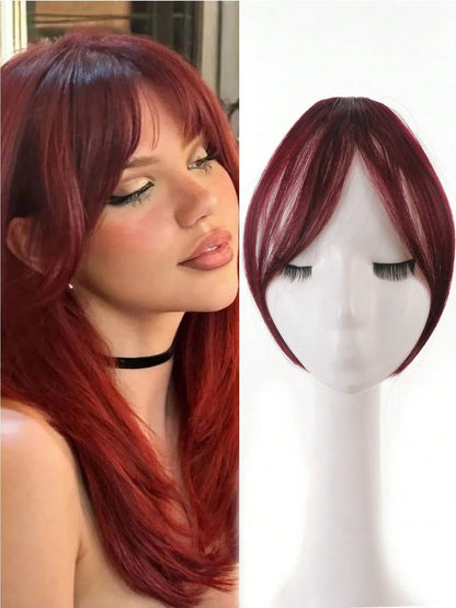 Synthesis Wig Middle-Part Bangs Hair Extensions Clip in Forehead Natural Seamless French Oblique Bangs Eight-Character Bangs