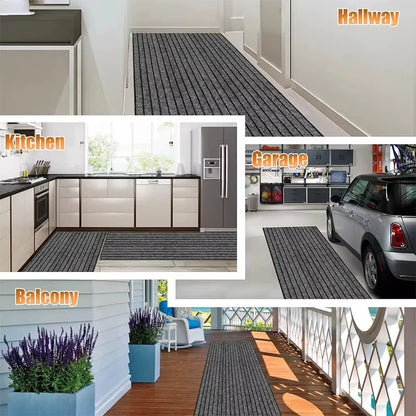 40Cm × 3M DIY Self-Adhesive Kitchen Floor Mat – Solid Color Striped Non-Slip Carpet Roll – Door Mat for Kitchen, Hallway, Bedroom & Home Decoration Rug